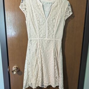 LC Lauren Conrad Cream Lace Dress EUC